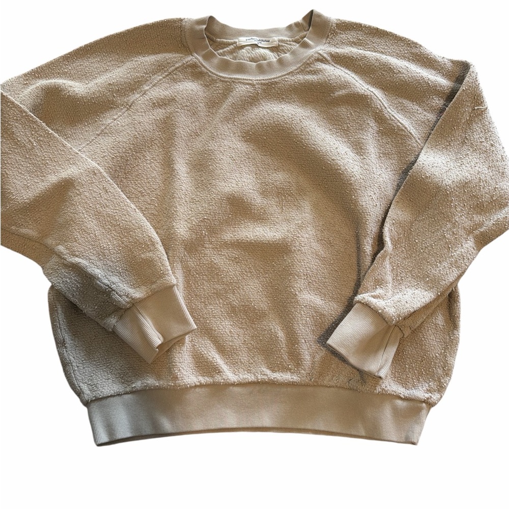 Perfect White Tee Cozy Ivory Sherpa Crewneck Sweatshirt. Medium